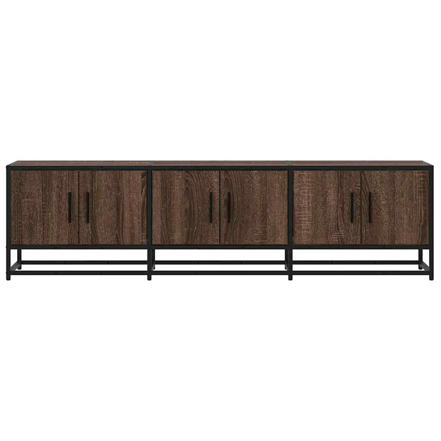 Meuble TV chêne marron 150x35x41 cm bois d'ingénierie et métal - 4