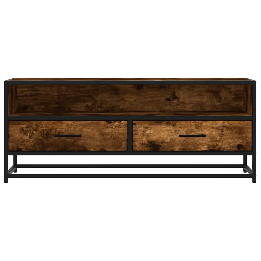 Meuble TV chêne fumé 100x34,5x40 cm bois d'ingénierie et métal - 4