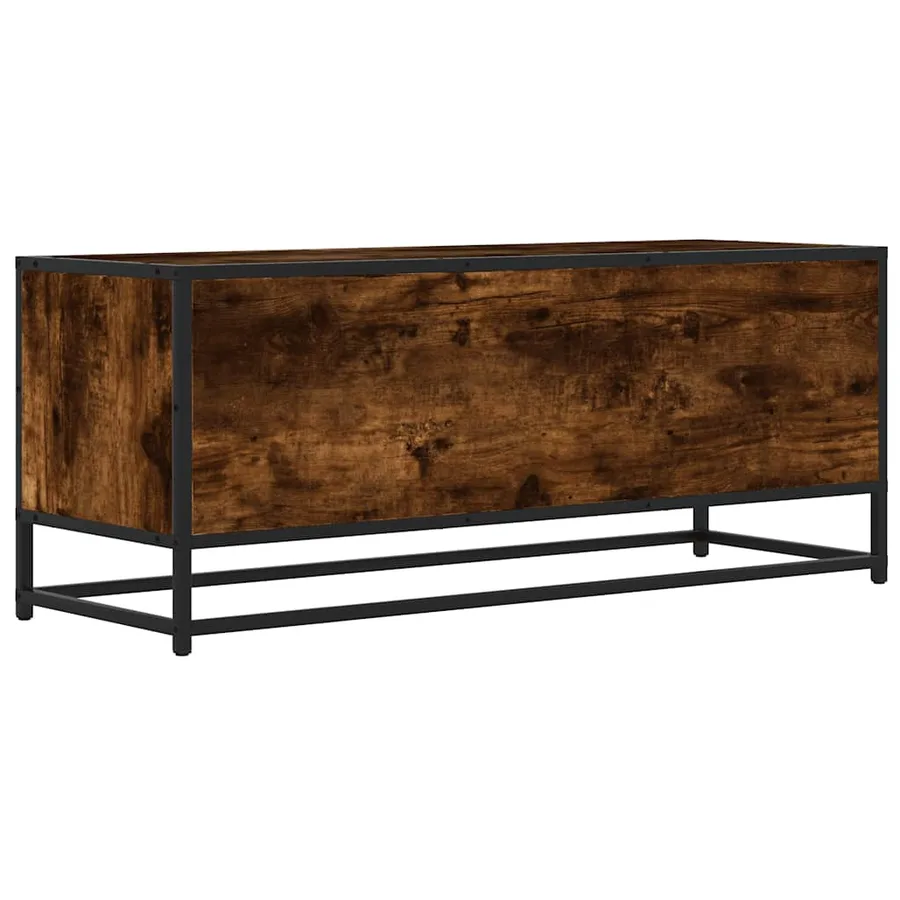 Meuble TV chêne fumé 100x34,5x40 cm bois d'ingénierie et métal - 6