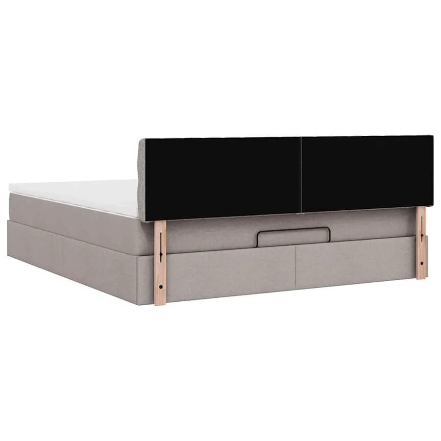 Cadre de lit ottoman avec matelas taupe 160x200 cm tissu - 12