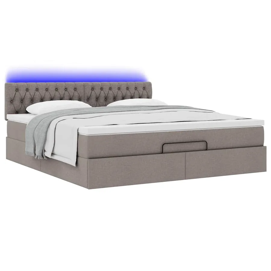 Cadre de lit ottoman avec matelas taupe 160x200 cm tissu - 6