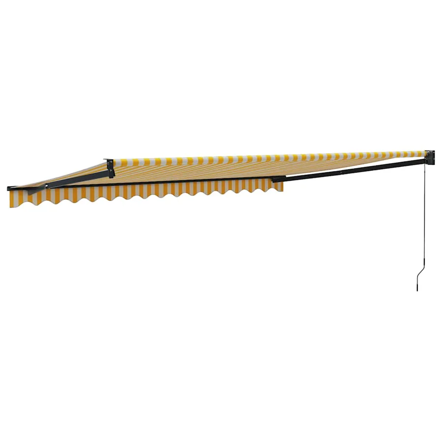 Auvent rétractable jaune et blanc 4x3 m tissu et aluminium - 5
