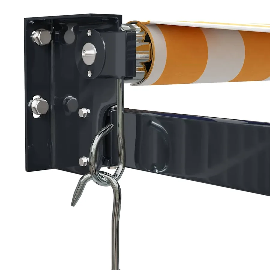 Auvent rétractable jaune et blanc 4x3 m tissu et aluminium - 7