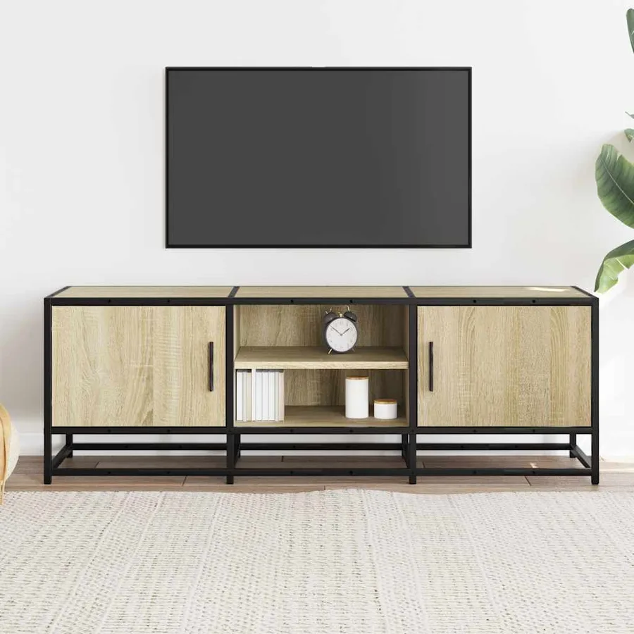 Meuble TV chêne sonoma 120x35x41 cm bois d'ingénierie et métal - 3