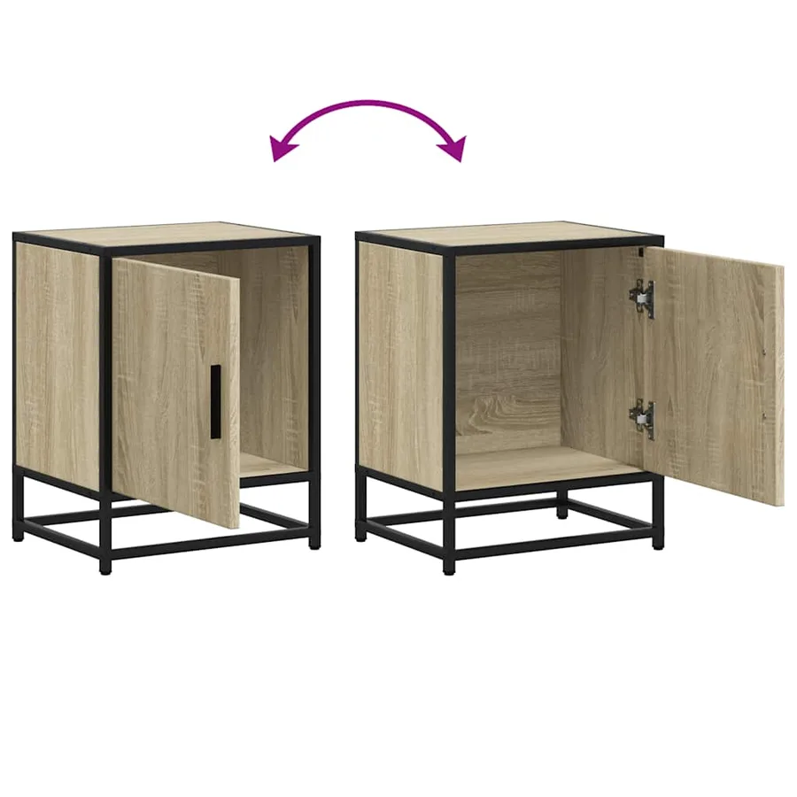 Tables de chevet 2 pcs chêne sonoma bois d'ingénierie et métal - 10
