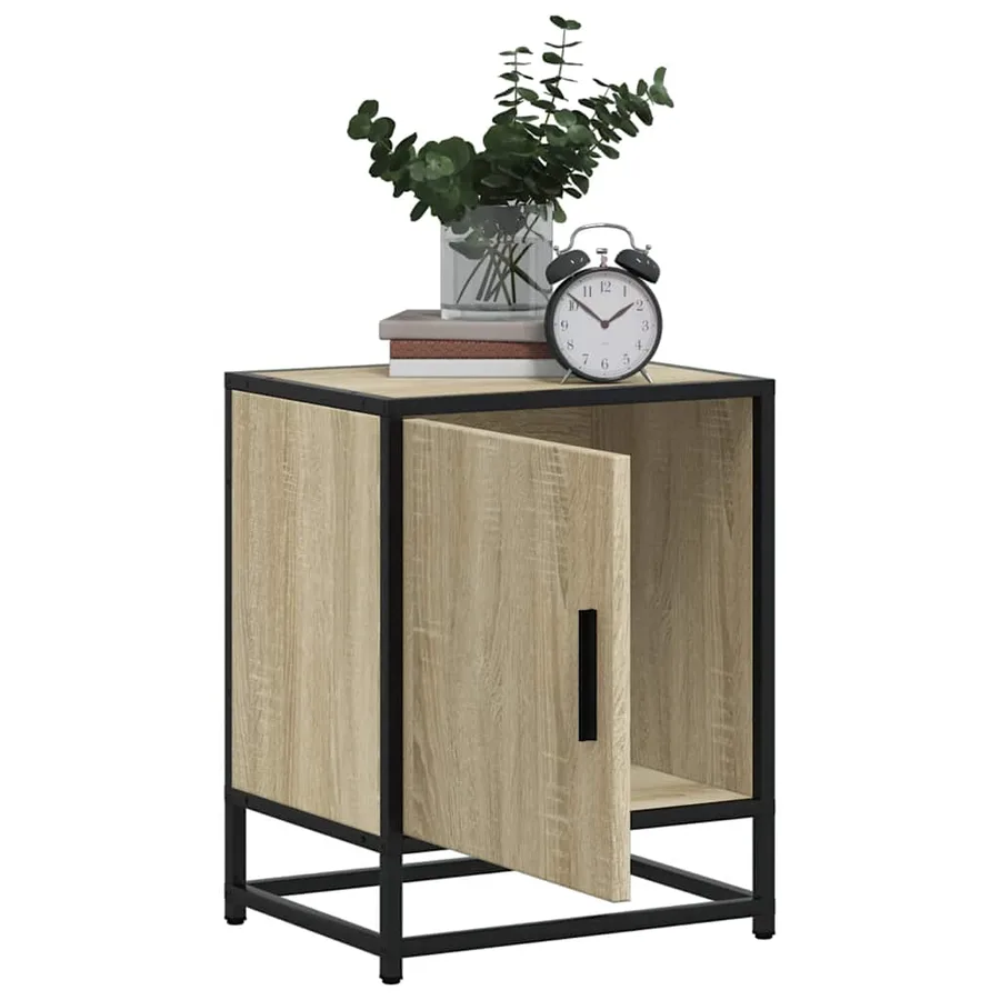 Tables de chevet 2 pcs chêne sonoma bois d'ingénierie et métal - 4