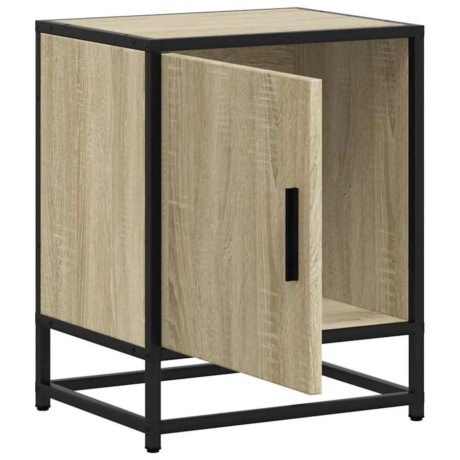 Tables de chevet 2 pcs chêne sonoma bois d'ingénierie et métal - 9