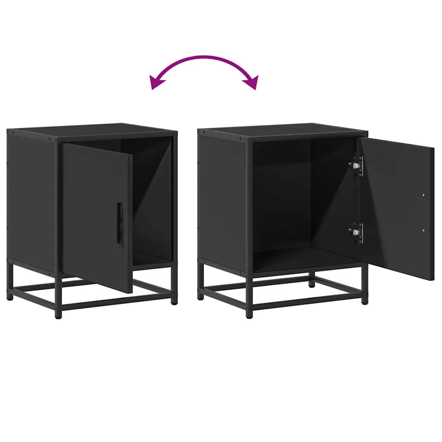 Tables de chevet 2 pcs noir 40x31x50 cm bois d'ingénierie métal - 10