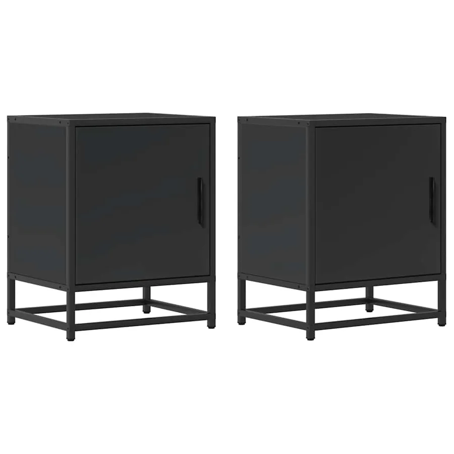 Tables de chevet 2 pcs noir 40x31x50 cm bois d'ingénierie métal - 2