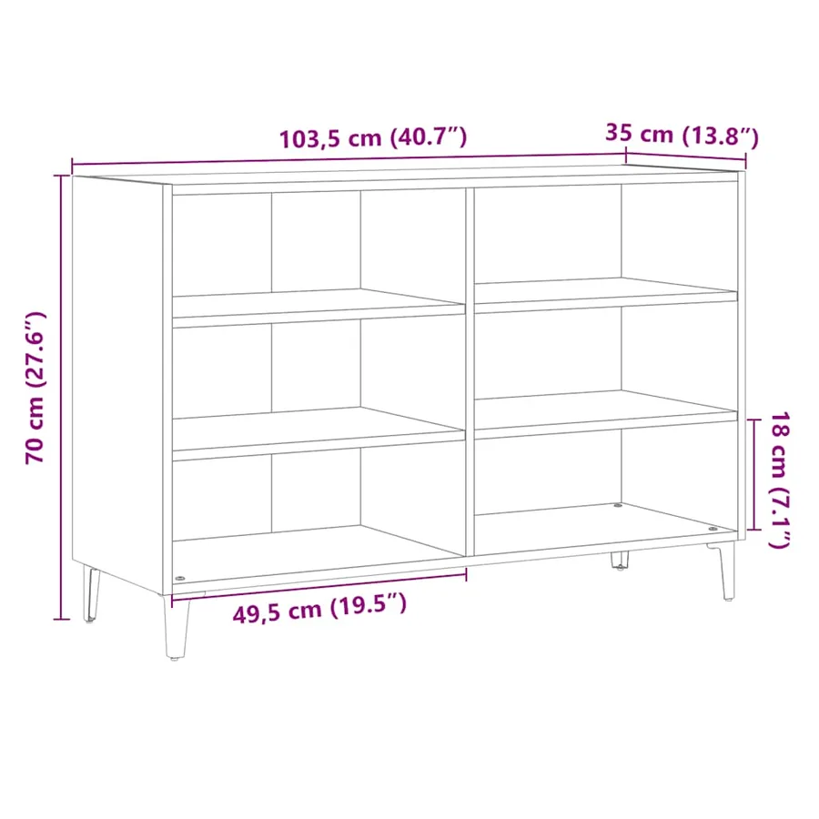 Buffet chêne artisanal 103,5x35x70 cm bois d'ingénierie - 10