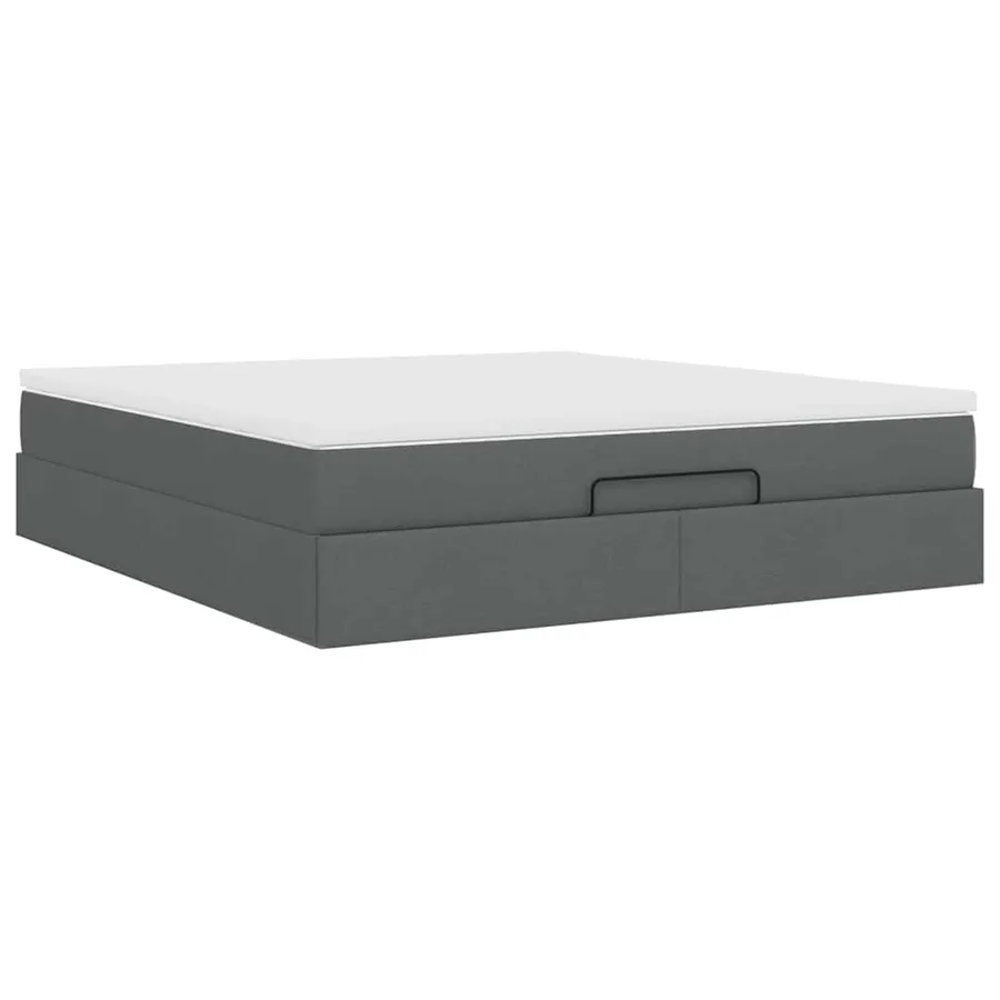 Cadre de lit ottoman avec matelas gris foncé 180x200 cm tissu - 10