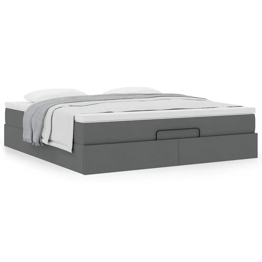 Cadre de lit ottoman avec matelas gris foncé 180x200 cm tissu - 4