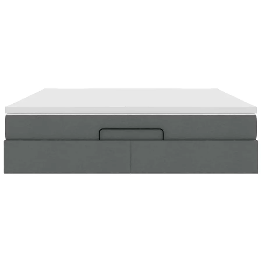 Cadre de lit ottoman avec matelas gris foncé 180x200 cm tissu - 7