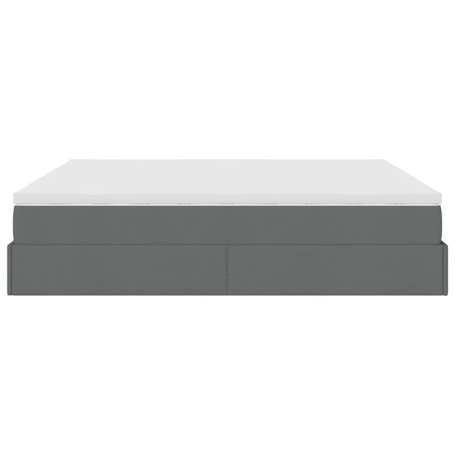 Cadre de lit ottoman avec matelas gris foncé 180x200 cm tissu - 9