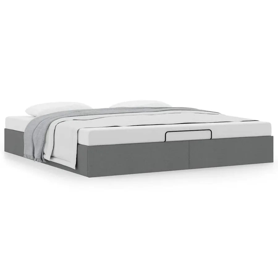 Cadre de lit ottoman sans matelas gris foncé 180x200 cm tissu - 4