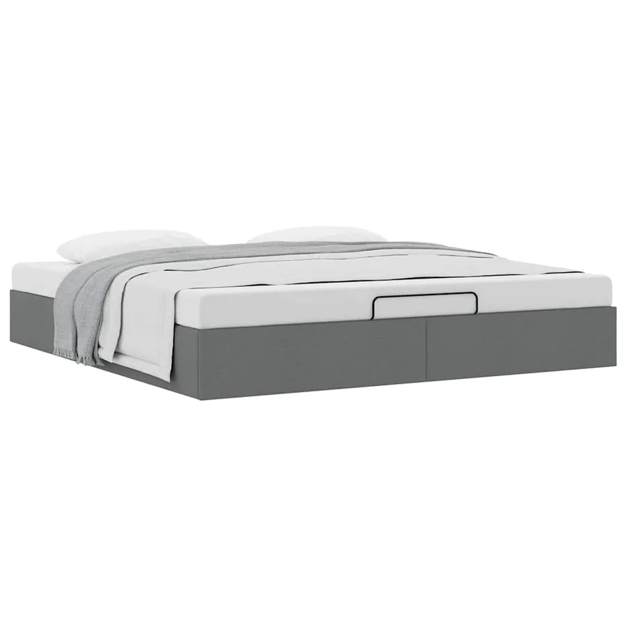 Cadre de lit ottoman sans matelas gris foncé 180x200 cm tissu - 5