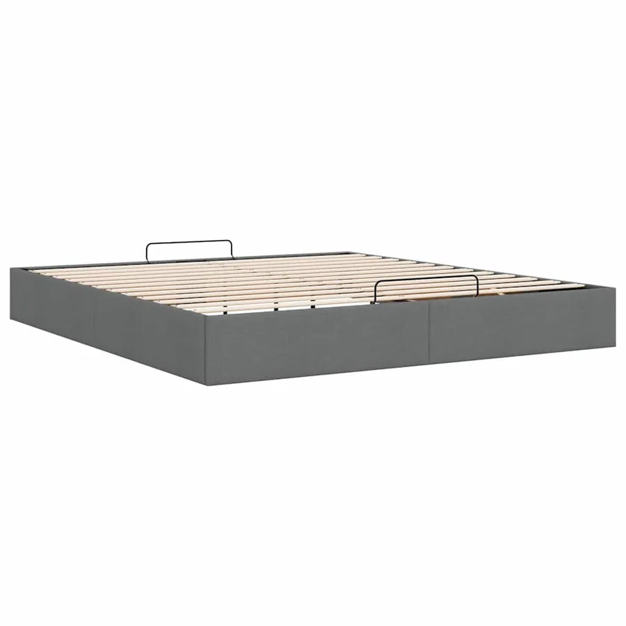 Cadre de lit ottoman sans matelas gris foncé 180x200 cm tissu - 6