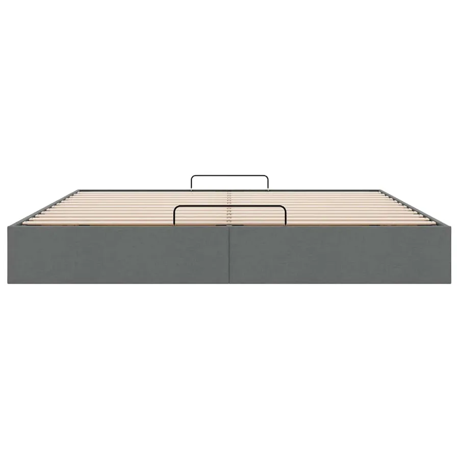 Cadre de lit ottoman sans matelas gris foncé 180x200 cm tissu - 7