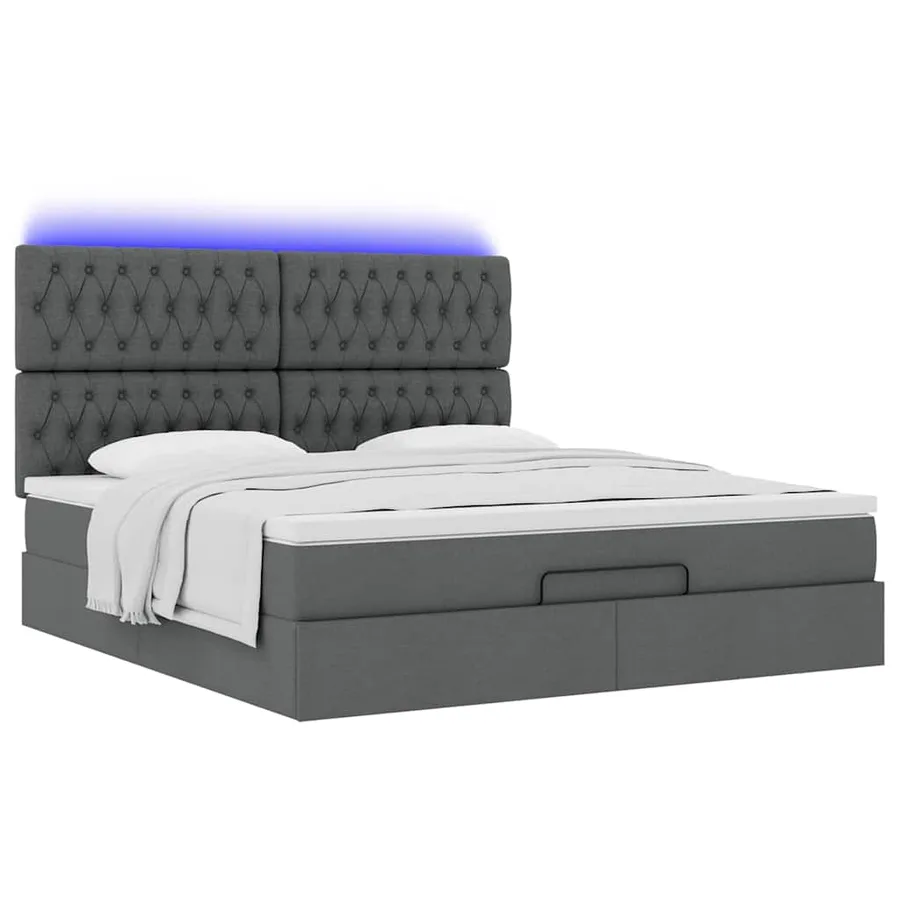 Cadre de lit ottoman avec matelas gris foncé 180x200 cm tissu - 6