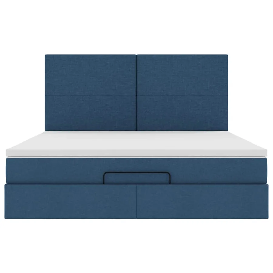 Cadre de lit ottoman avec matelas bleu 180x200 cm tissu - 8