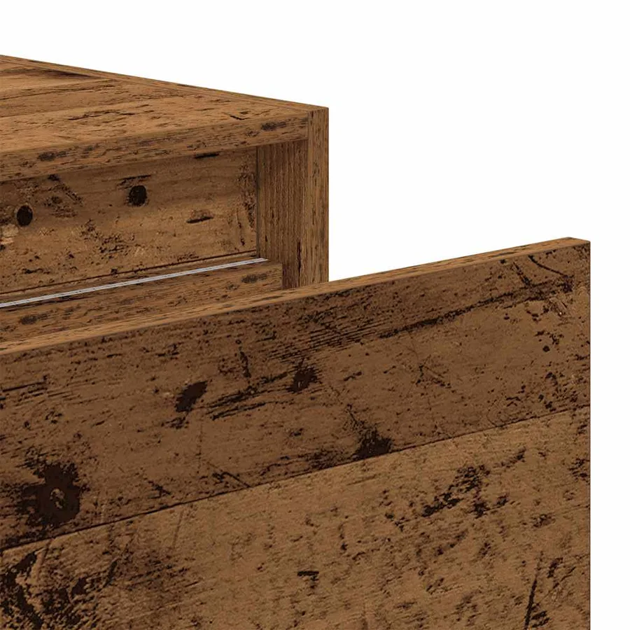 Table de chevet murale avec lumières LED vieux bois - 11