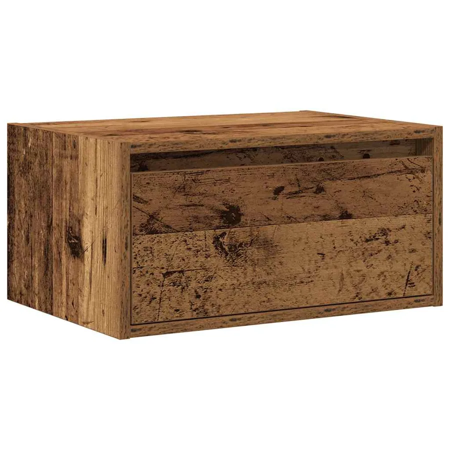 Table de chevet murale avec lumières LED vieux bois - 6
