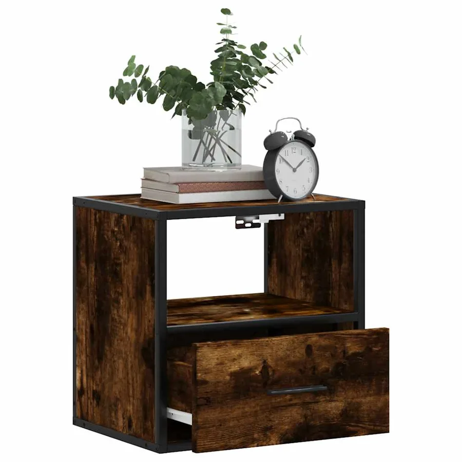 Table de chevet murale Chêne fumé 40x31x39,5 cm - 4