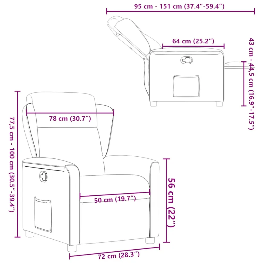 Fauteuil inclinable gris nuage tissu - 11