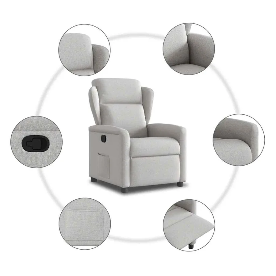Fauteuil inclinable gris nuage tissu - 7