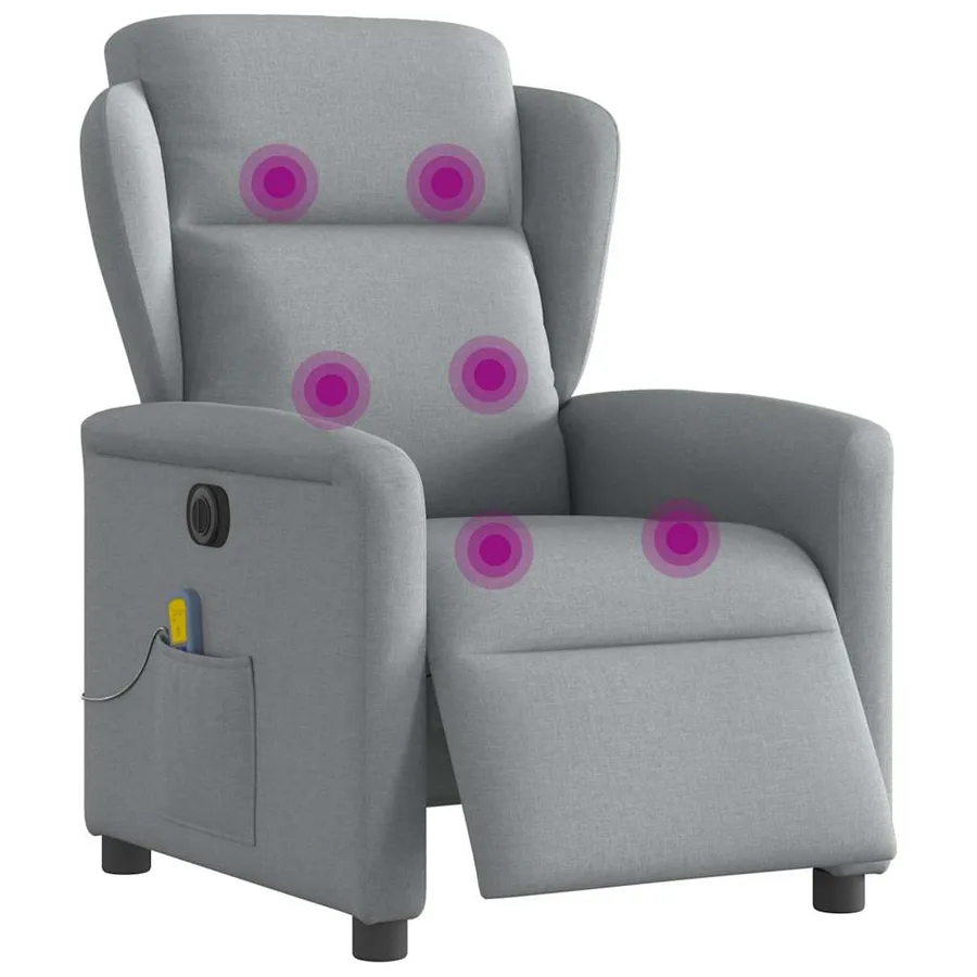 Fauteuil de massage inclinable électrique gris clair tissu - 3
