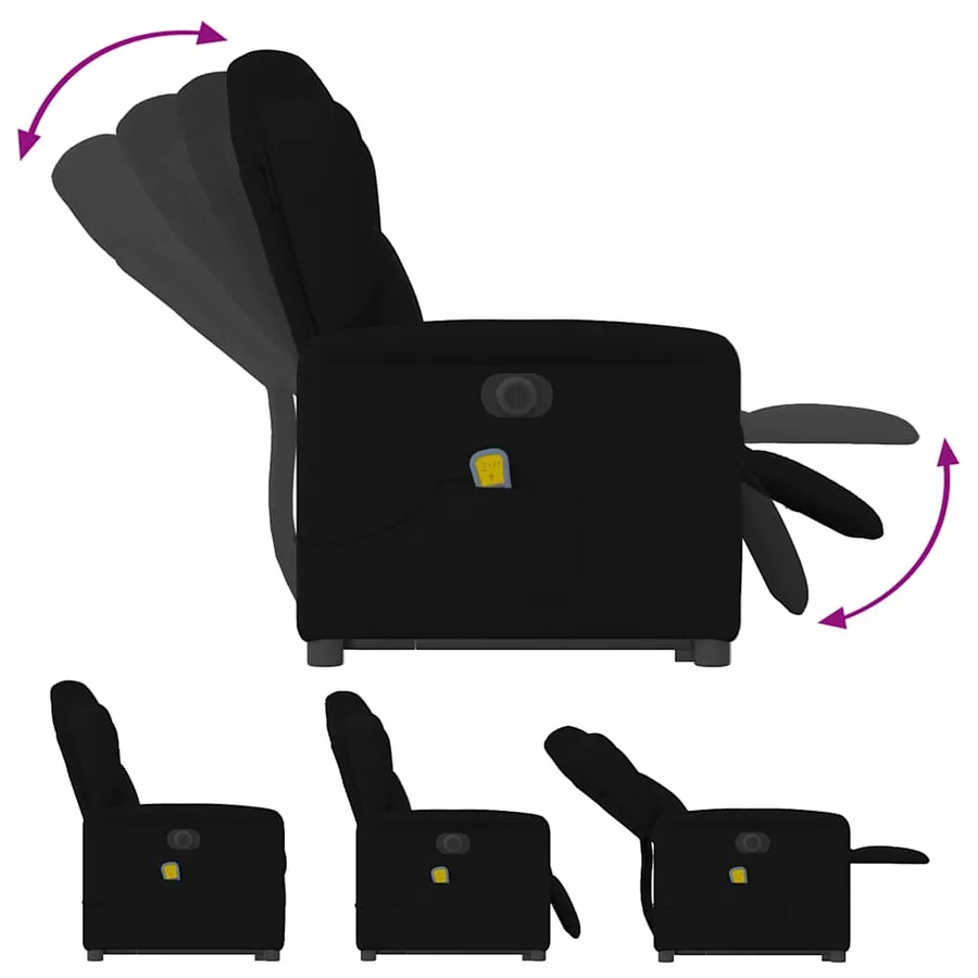 Fauteuil inclinable de massage électrique Noir Tissu - 10