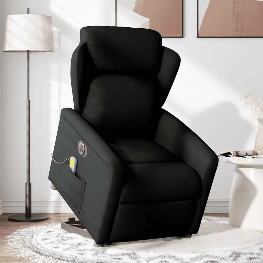 Fauteuil inclinable de massage électrique Noir Tissu - 2