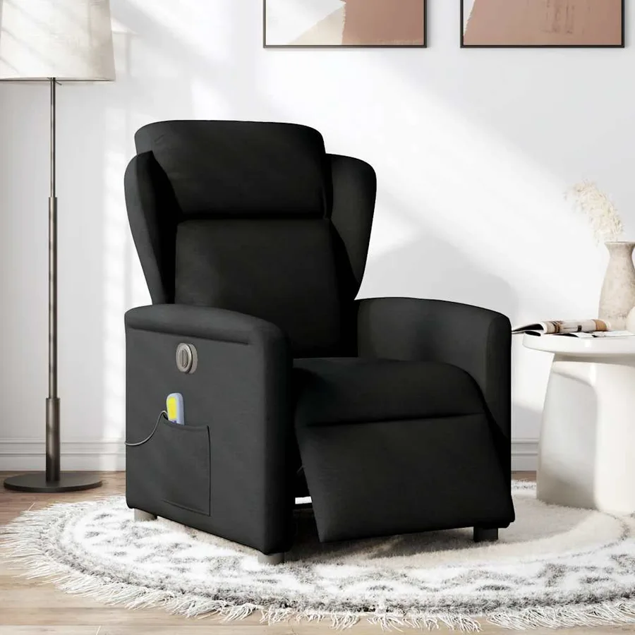 Fauteuil de massage inclinable électrique Noir Tissu - 2