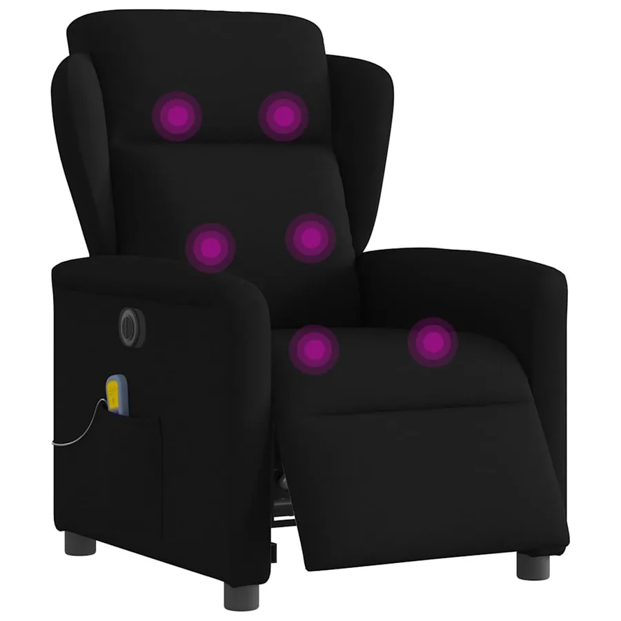 Fauteuil de massage inclinable électrique Noir Tissu - 3
