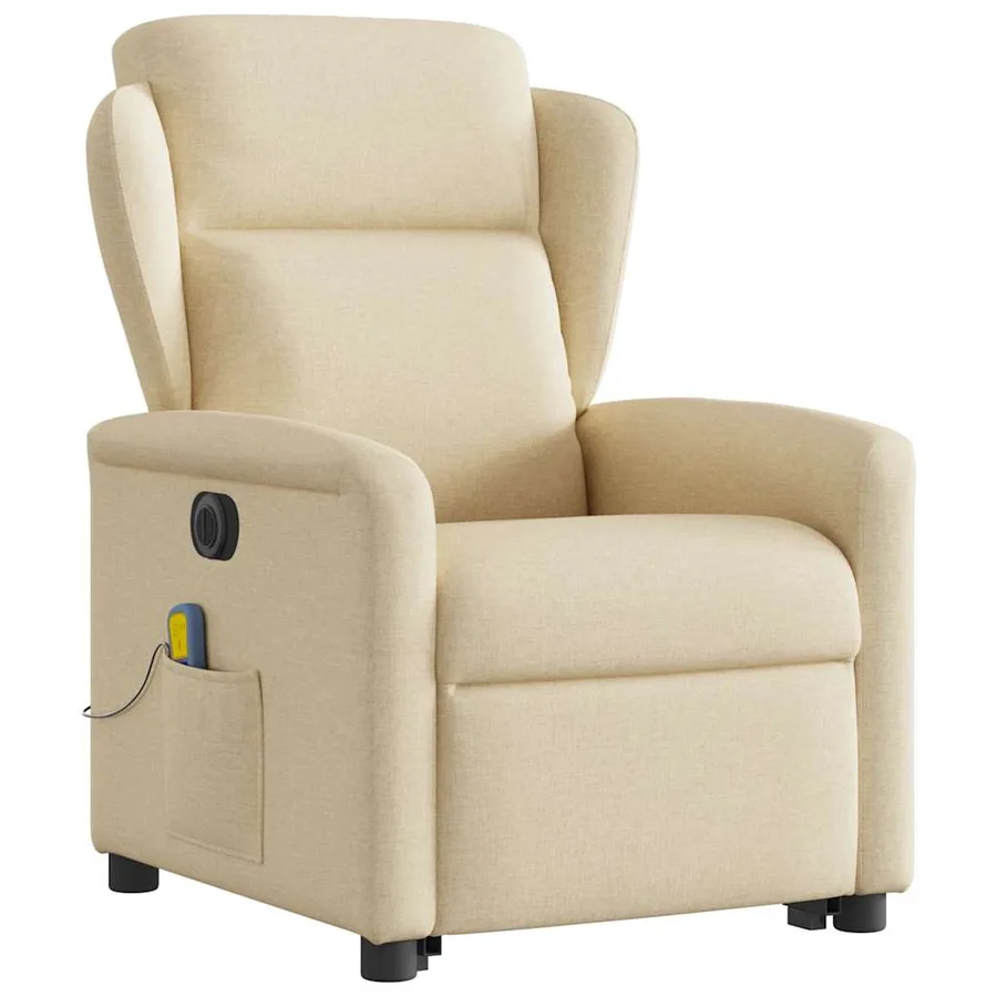 Fauteuil inclinable de massage électrique Crème Tissu - 4