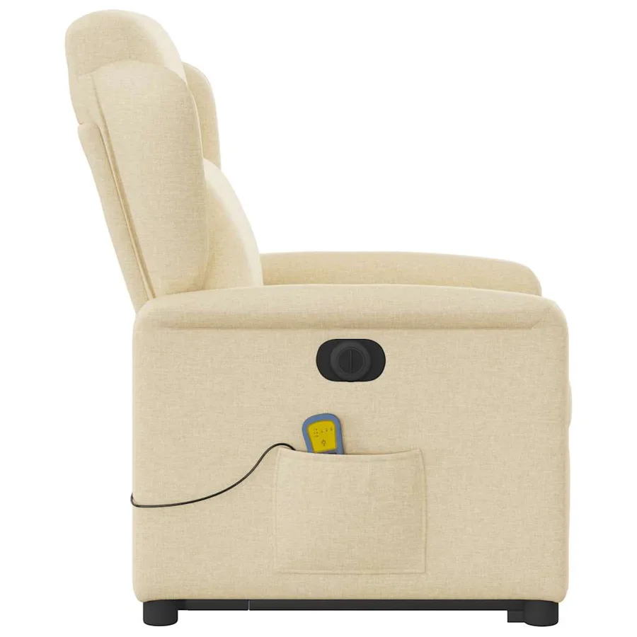 Fauteuil inclinable de massage électrique Crème Tissu - 6