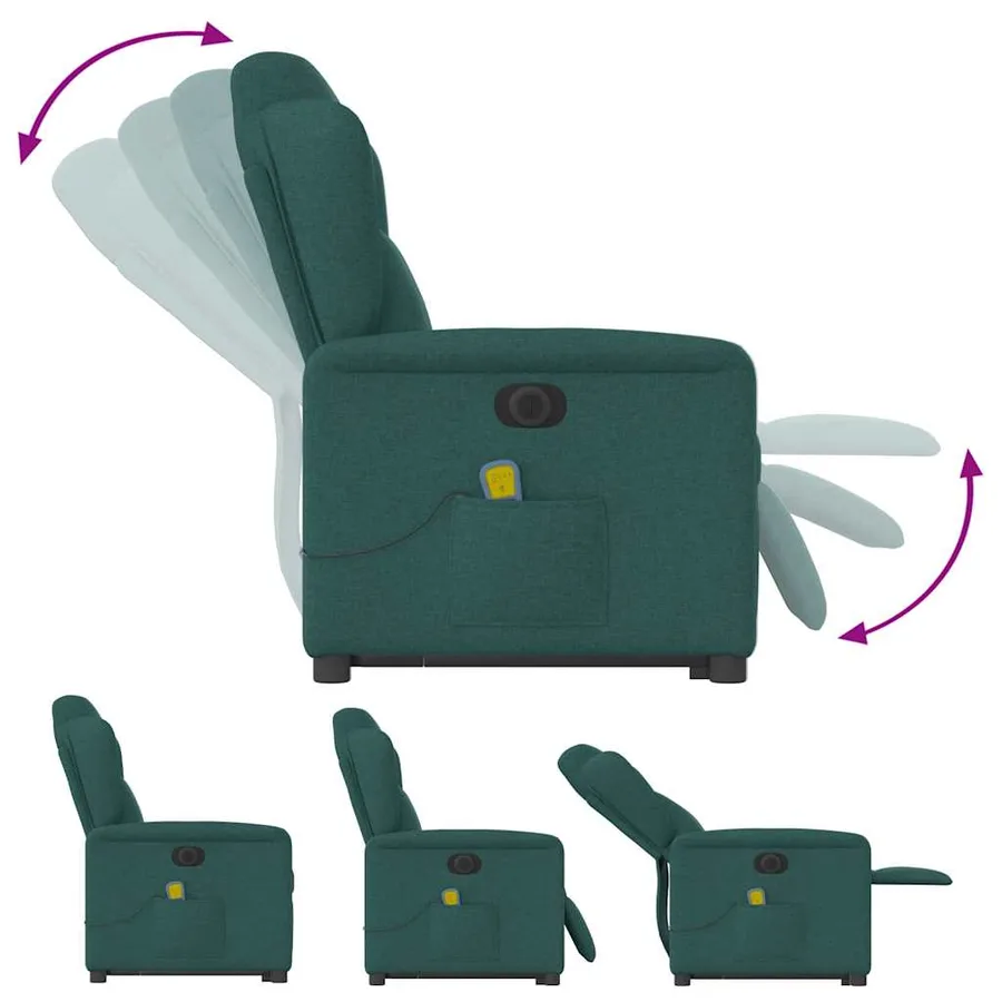 Fauteuil inclinable de massage électrique Vert foncé Tissu - 10