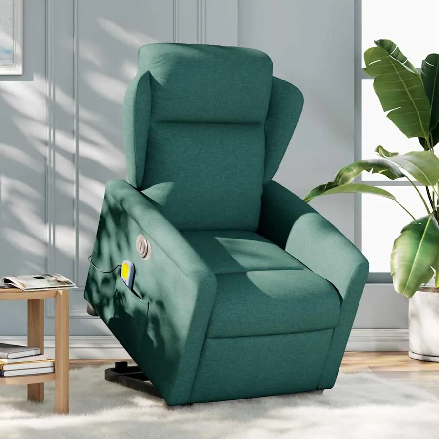 Fauteuil inclinable de massage électrique Vert foncé Tissu - 2