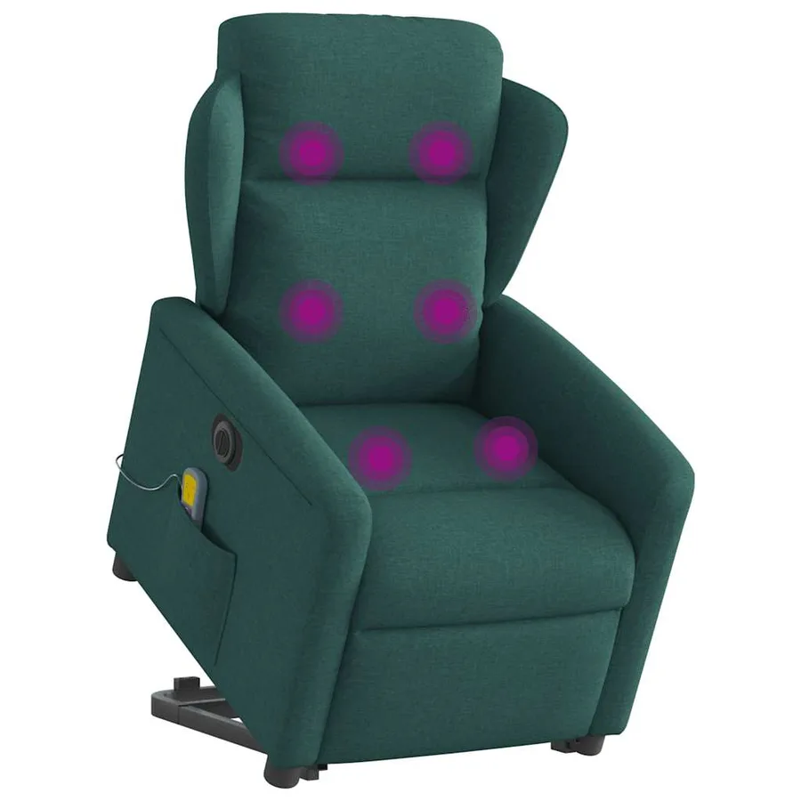 Fauteuil inclinable de massage électrique Vert foncé Tissu - 3