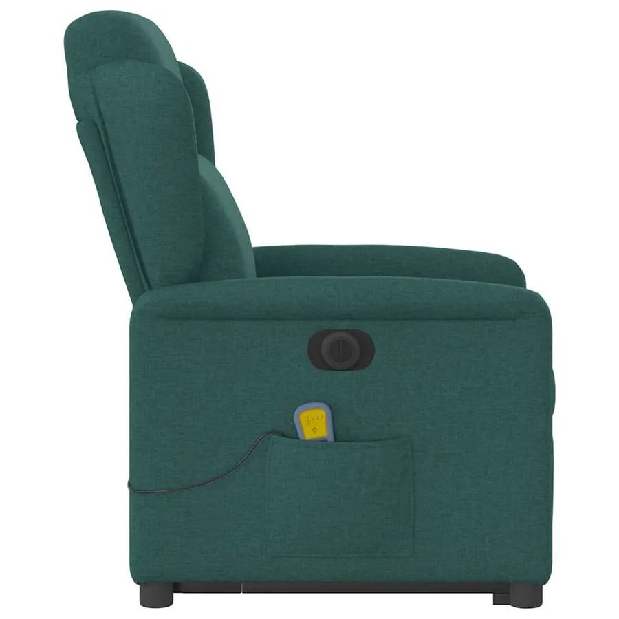 Fauteuil inclinable de massage électrique Vert foncé Tissu - 6