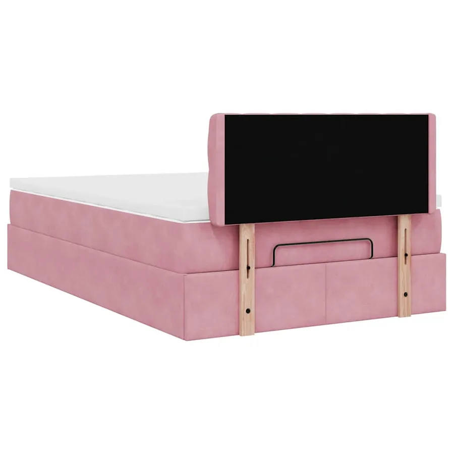 Lit ottoman avec matelas et LED rose 120x190 cm velours - 10