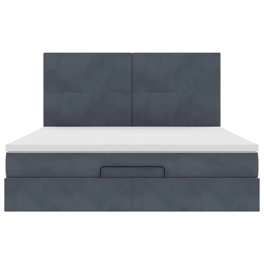 Cadre de lit ottoman avec matelas gris foncé 180x200cm velours - 6