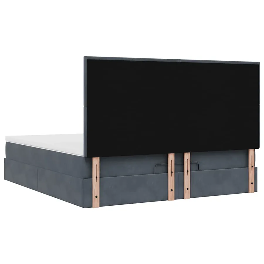 Cadre de lit ottoman avec matelas gris foncé 180x200cm velours - 8