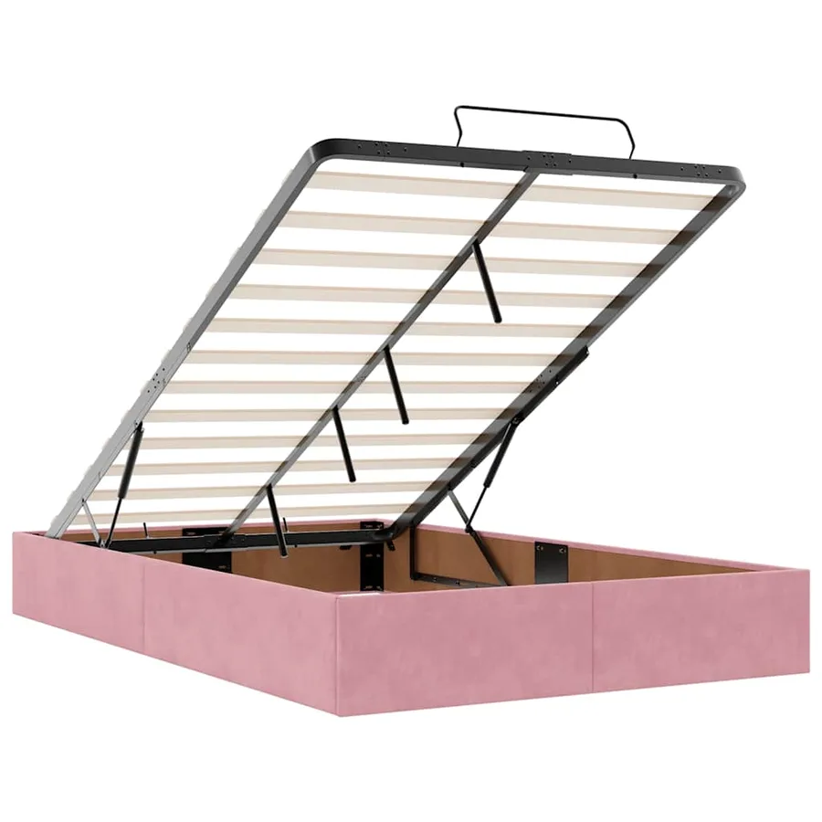Cadre de lit ottoman avec matelas rose 120x200 cm velours - 11