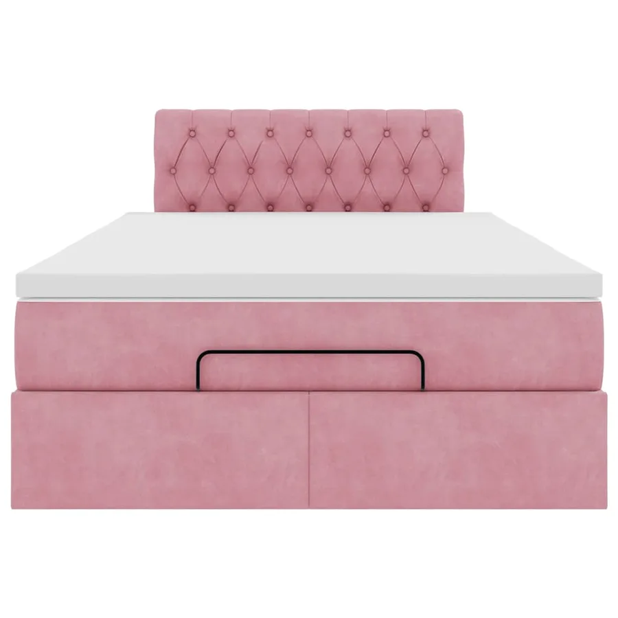 Cadre de lit ottoman avec matelas rose 120x200 cm velours - 6