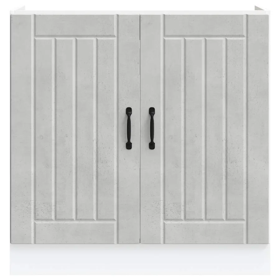 Meuble de base de lavabo Lucca gris béton bois ingénierie - 4