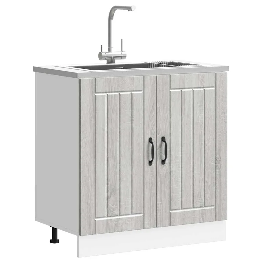 Meuble de base de lavabo Lucca sonoma gris bois d'ingénierie - 2