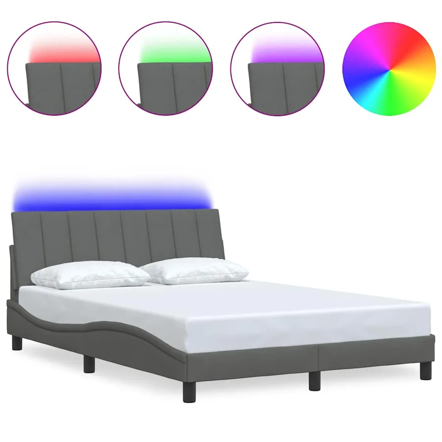 Cadre de lit sans matelas Hanko gris foncé 140x200 cm tissu - 2