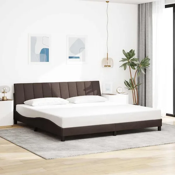 Cadre de lit sans matelas Hanko marron foncé 200x200 cm tissu