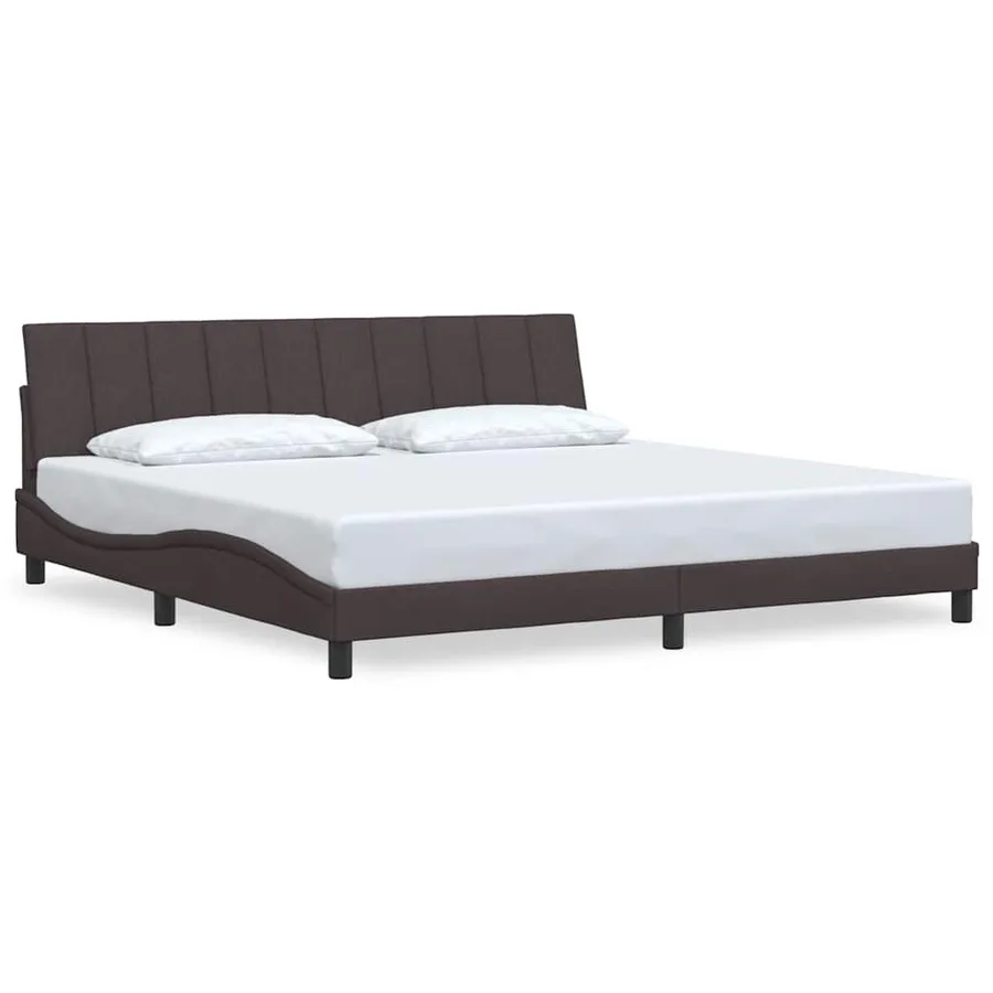 Cadre de lit sans matelas Hanko marron foncé 200x200 cm tissu - 2